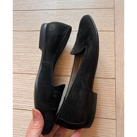 Comfort by Rockport black suede leather slip on‎ flats w/ embroidered toe. Sz 8 - Picture 6 of 7
